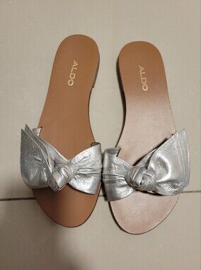 Aldo Silver Knot Slide Mules